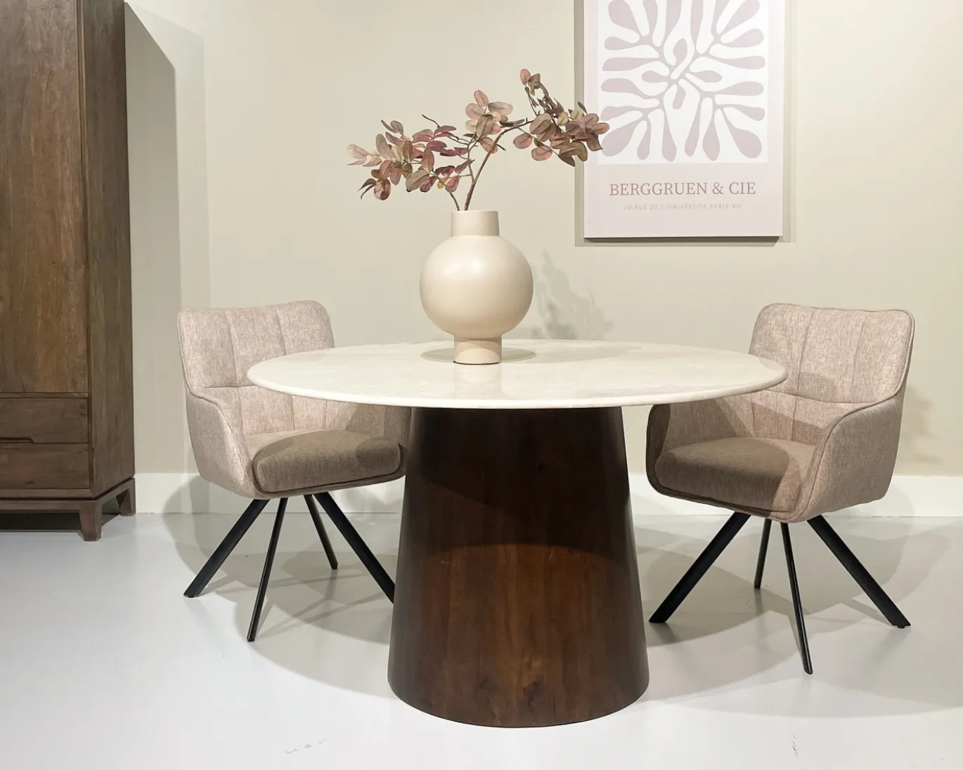 Livingfurn Eetkamertafel Brix Bottecino Mango Rond 130cm