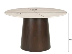 Livingfurn Eetkamertafel Brix Bottecino Mango Rond 130cm