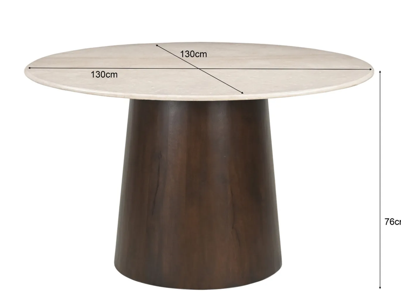 Livingfurn Eetkamertafel Brix Bottecino Mango Rond 130cm