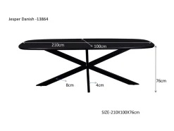 Livingfurn Eetkamertafel Jesper Zwart 210cm