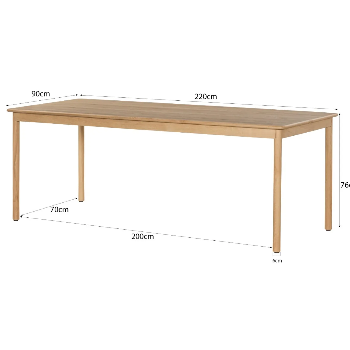 Livingfurn Eetkamertafel Tobago 220cm Rechthoek Naturel