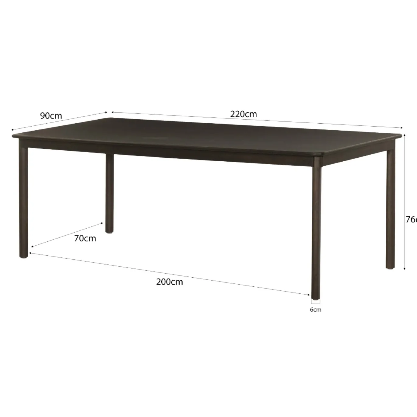 Livingfurn Eetkamertafel Tobago Espresso 220cm Rechthoek Bruin