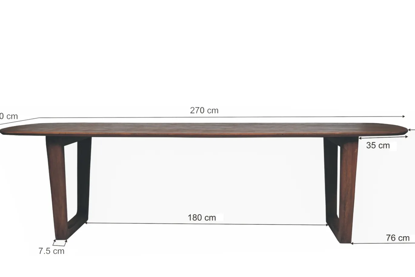 Livingfurn Eettafel Cortez Bruin 270cm