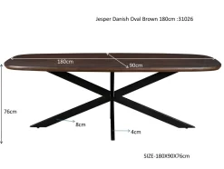 Livingfurn Eettafel Jesper Deens Ovaal Bruin 180cm Mangohout