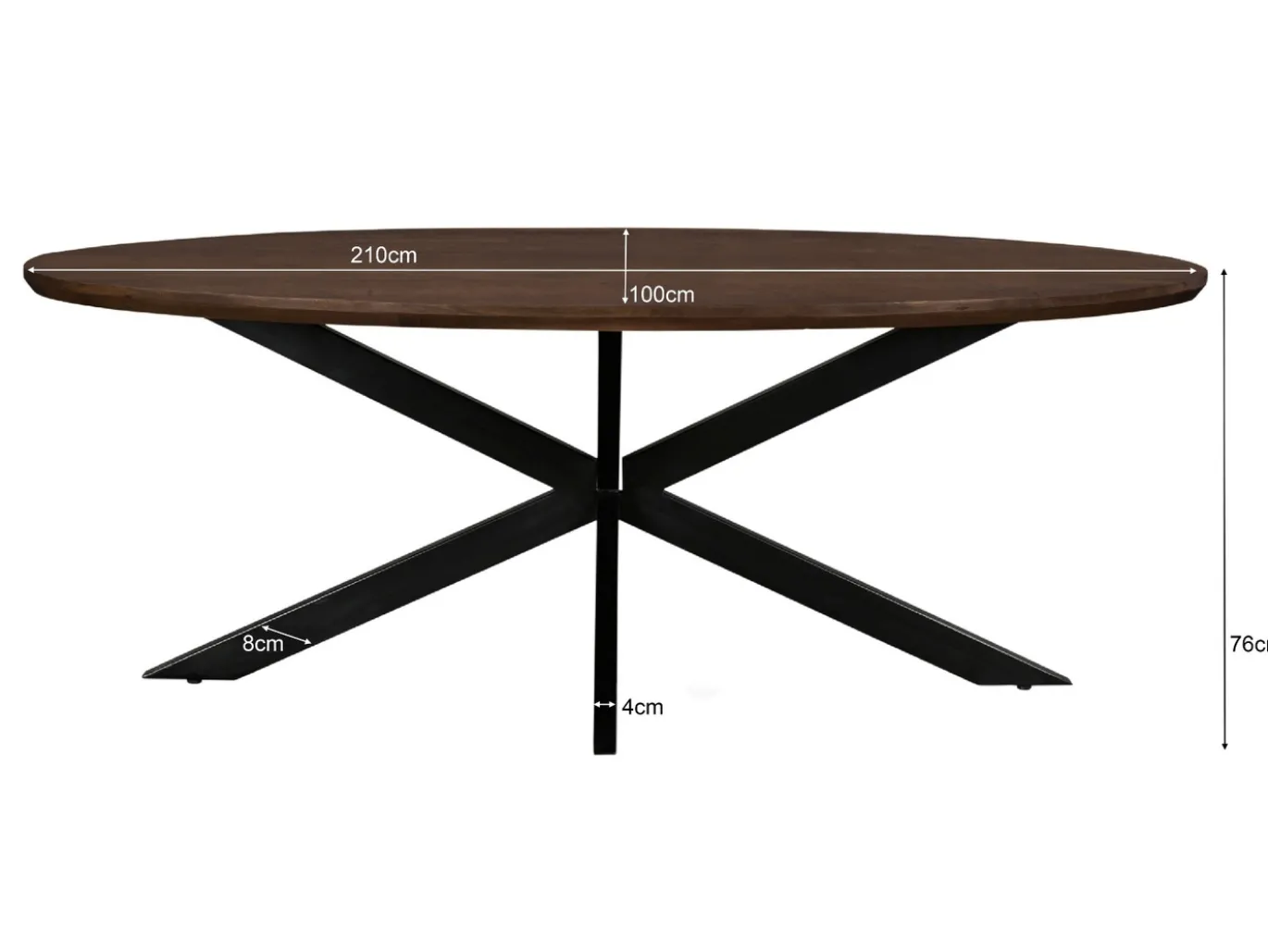 Livingfurn Eettafel Jesper Ovaal Bruin 210cm
