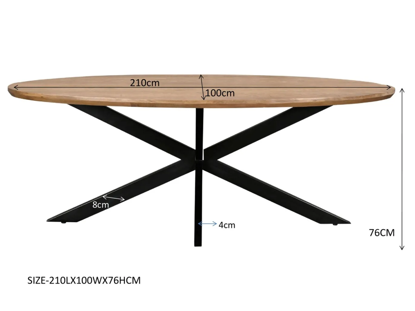Livingfurn Eettafel Jesper Ovaal 210cm Mangohout