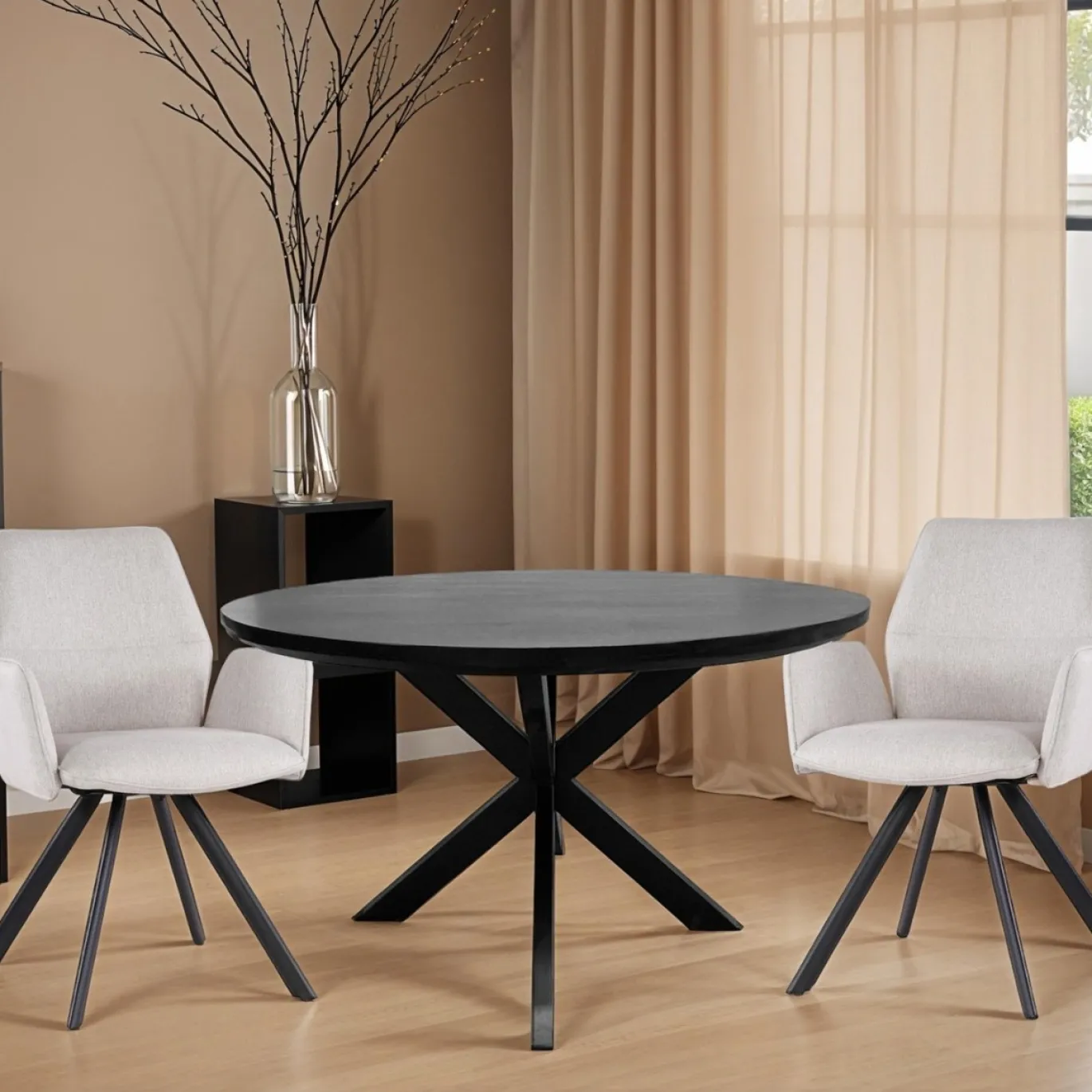 Livingfurn Eettafel Jesper Rond Zwart Ø120cm