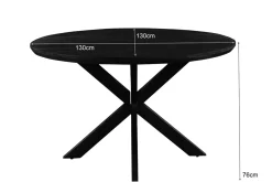Livingfurn Eettafel Jesper Rond Mangohout Zwart Ø130cm