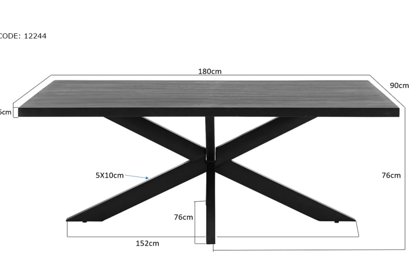Livingfurn Eettafel Kala Spinpoot 180 cm