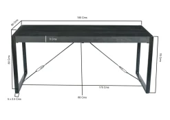 Livingfurn Eettafel Norris Mangohout Zwart 180cm