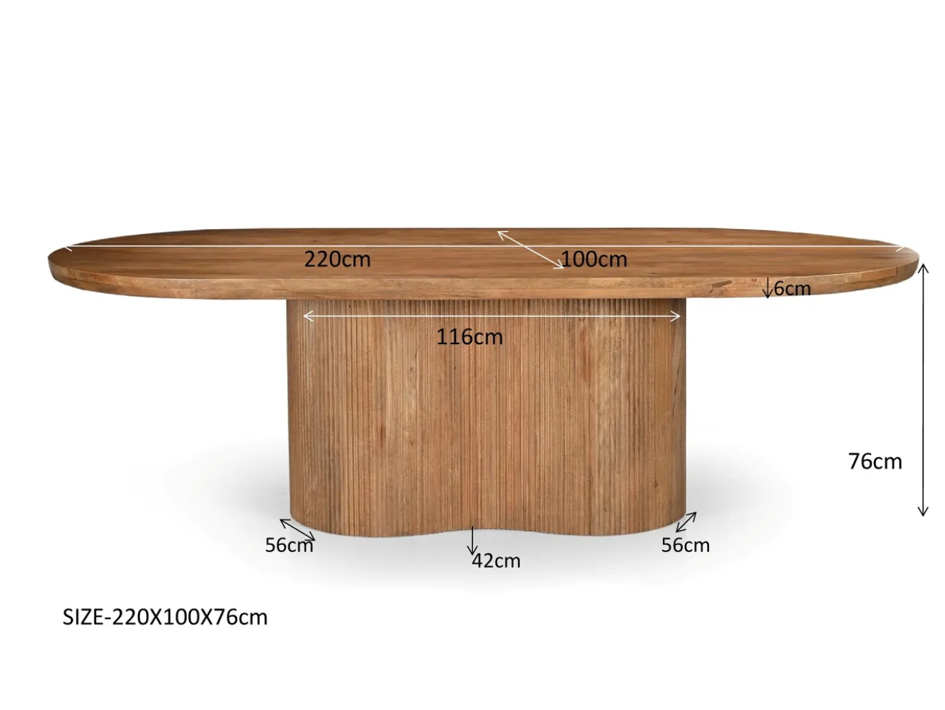 Livingfurn Eettafel Sevilla Mangohout Naturel 220cm