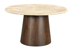 Livingfurn Eettafel Valentino Rond Travertin 130cm