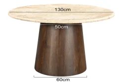 Livingfurn Eettafel Valentino Rond Travertin 130cm