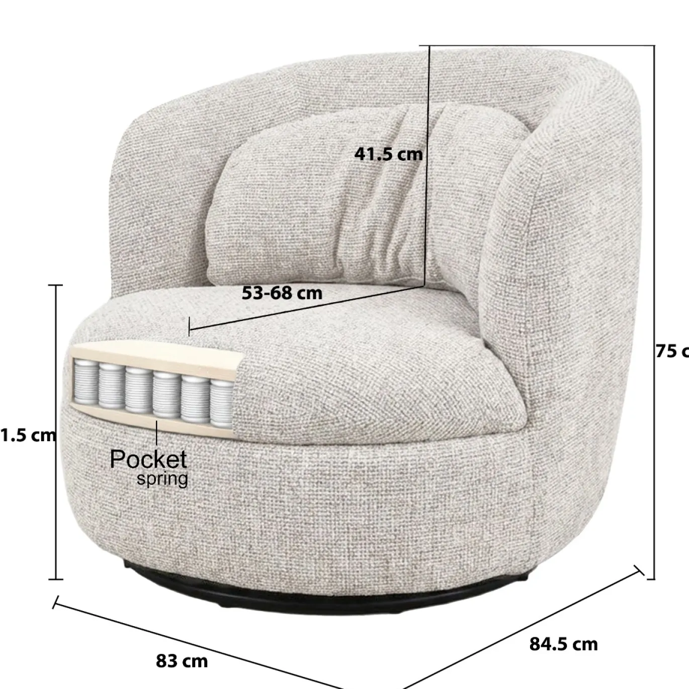 Livingfurn Fauteuil Britt Beige