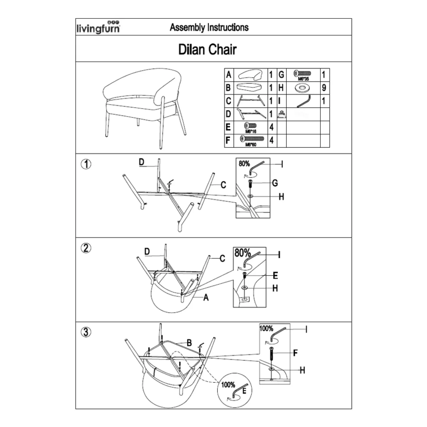 Livingfurn Fauteuil Dilan Venga Liver Grijs