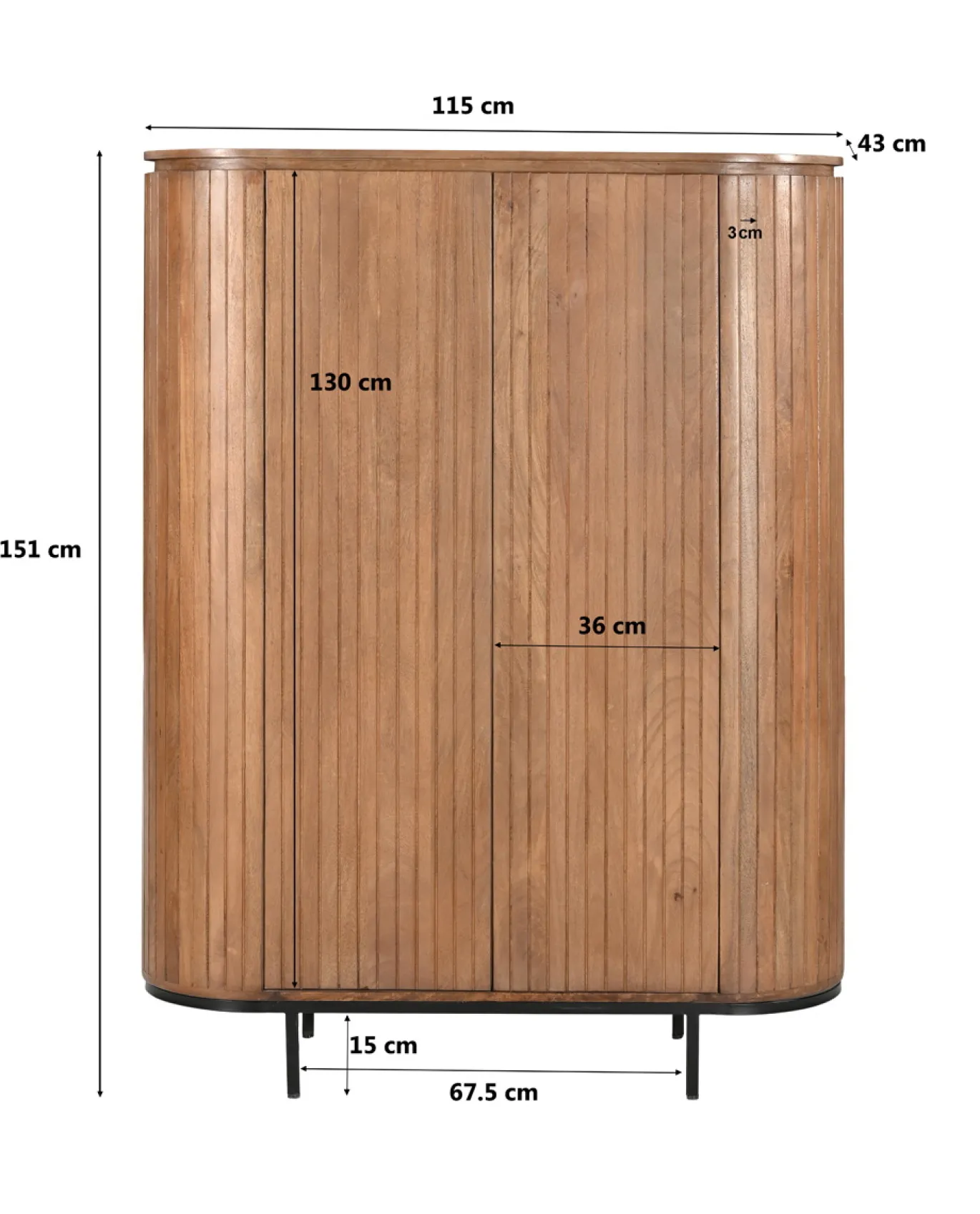 Livingfurn Kabinetkast Noor Naturel 150cm Mangohout