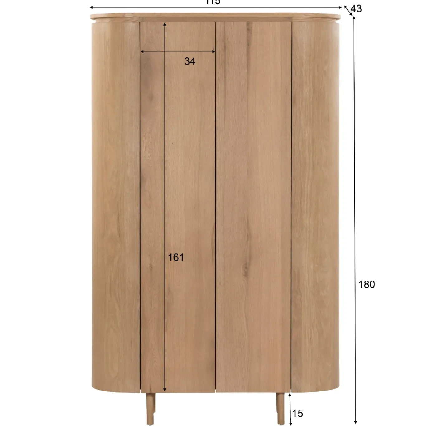 Livingfurn Kabinet Tobago Naturel Eikenfineer 180cm