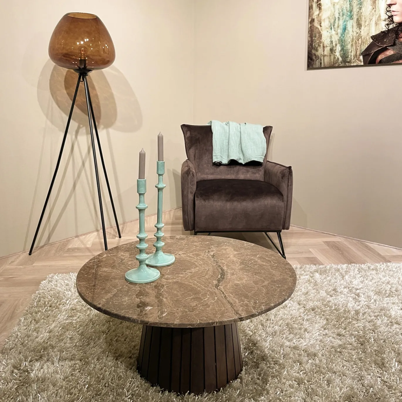Livingfurn Salontafel Emperador Marmer Bruin Ø80cm