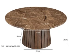 Livingfurn Salontafel Emperador Marmer Bruin Ø80cm