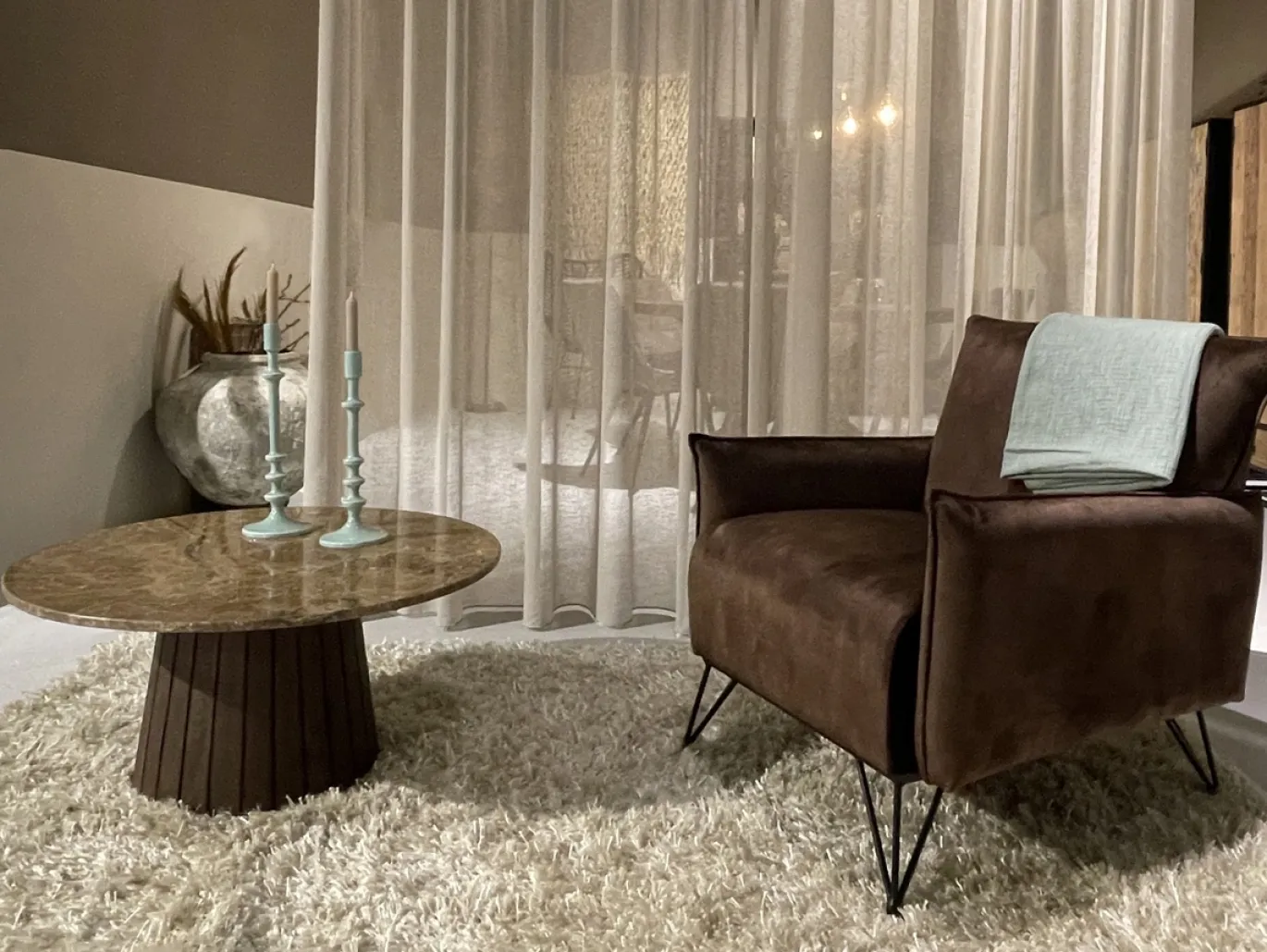 Livingfurn Salontafel Emperador Marmer Bruin Ø80cm