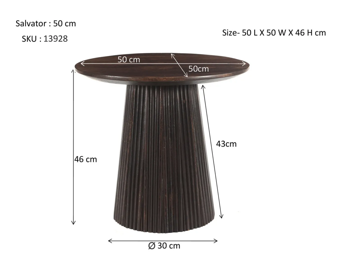 Livingfurn Salontafel Salvator Walnoot Ø50cm Mangohout Rond