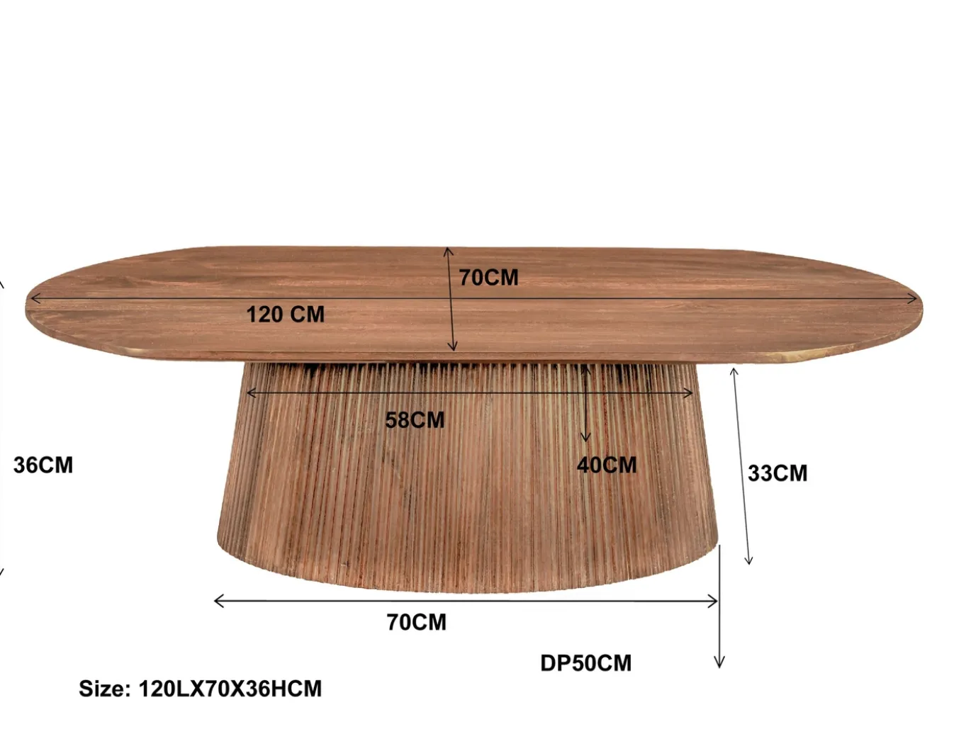 Livingfurn Salontafel Salvator Ovaal 120cm Mangohout