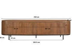 Livingfurn Tv-Meubel Noor Naturel 210cm Mangohout