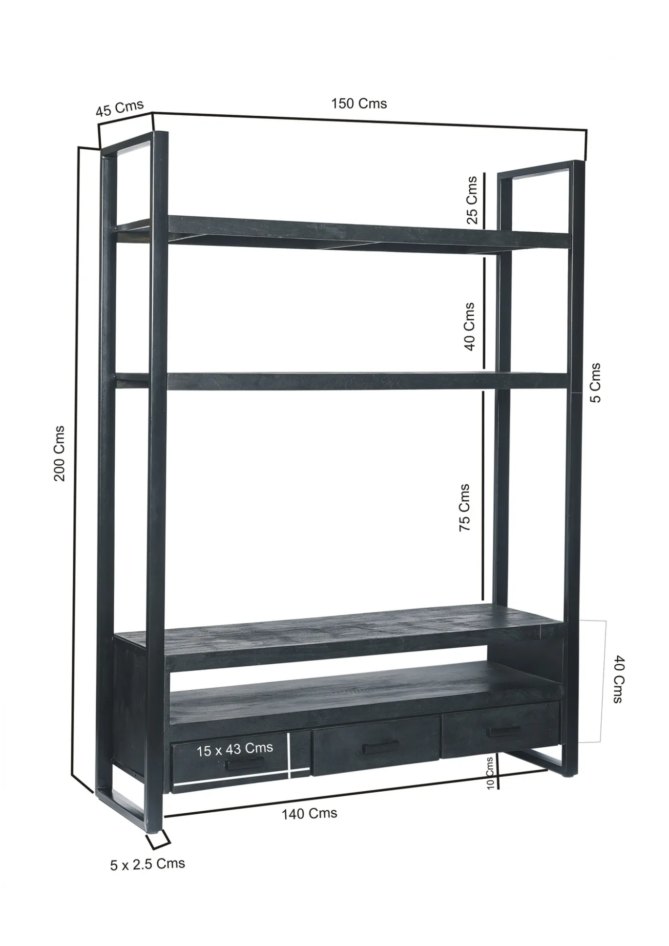Livingfurn Tv-meubel Norris High Zwart 150cm