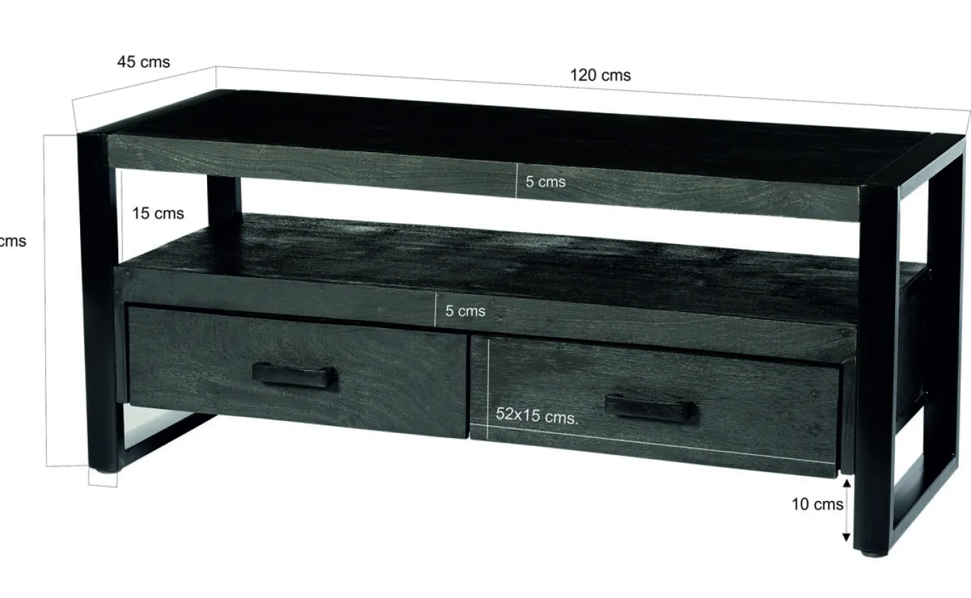 Livingfurn Tv-meubel Norris Zwart 120cm