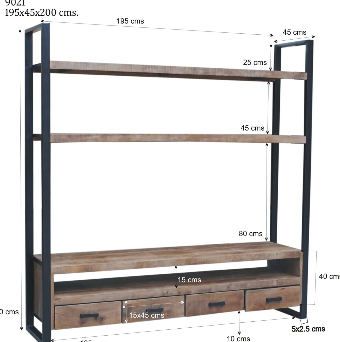 Livingfurn Tv-Meubel Strong Hoog 200 cm