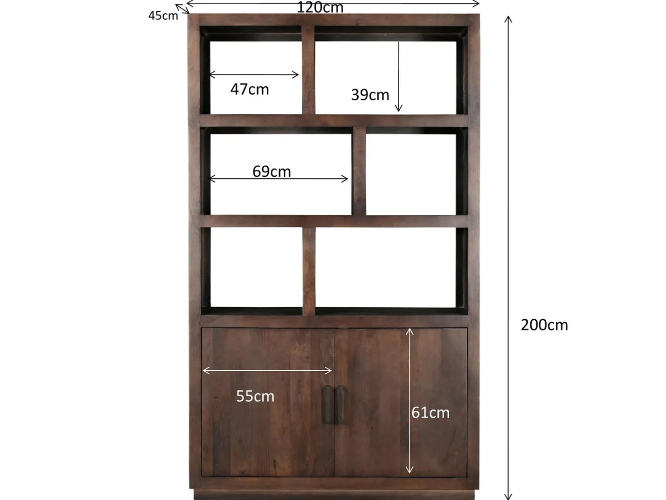 Livingfurn Wandkast Jaxx Bruin Mangohout 120cm