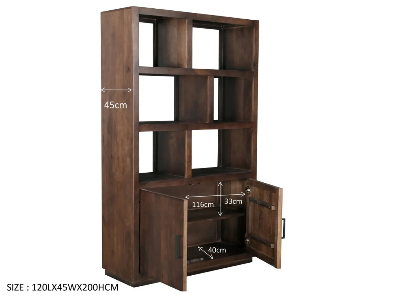 Livingfurn Wandkast Jaxx Bruin Mangohout 120cm