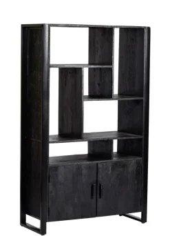 Livingfurn Wandkast Norris Zwart 110x180cm