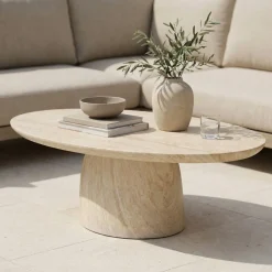 Loungetafel Myrna Ovaal Travertin 120cm - Giga Meubel