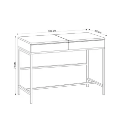 Make-up Tafel Linda Melamine Eiken Zwart