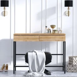 Make-up Tafel Linda Melamine Eiken Zwart