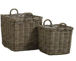 Mand Arles Vierkant Set van 2 Grijs Kubu - Giga Living