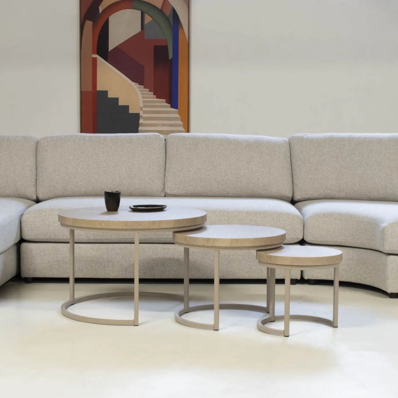 Maxfurn Salontafel Hugo Set van 3 Misty Eiken/Stone