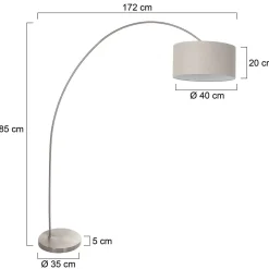 Mexlite Booglamp Solva Grijs Grof Linnen Grijs