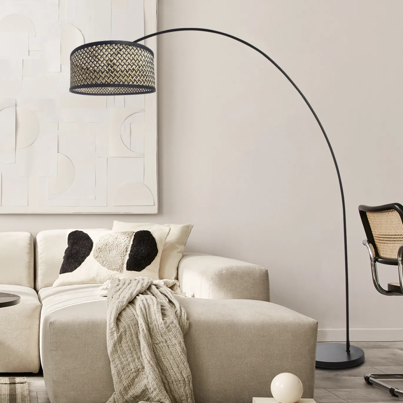 Mexlite Booglamp Solva Zwart Bamboe Naturel/Zwart