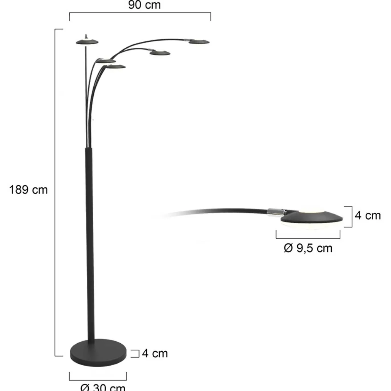 Mexlite Booglamp Synna 5-Lichts Zwart