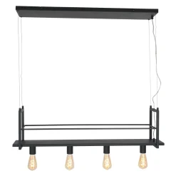 Mexlite Hanglamp Buckley met plateau 4-Lichts Zwart