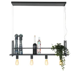 Mexlite Hanglamp Buckley met plateau 4-Lichts Zwart