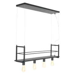 Mexlite Hanglamp Buckley met plateau 4-Lichts Zwart
