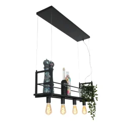 Mexlite Hanglamp Buckley met plateau 4-Lichts Zwart