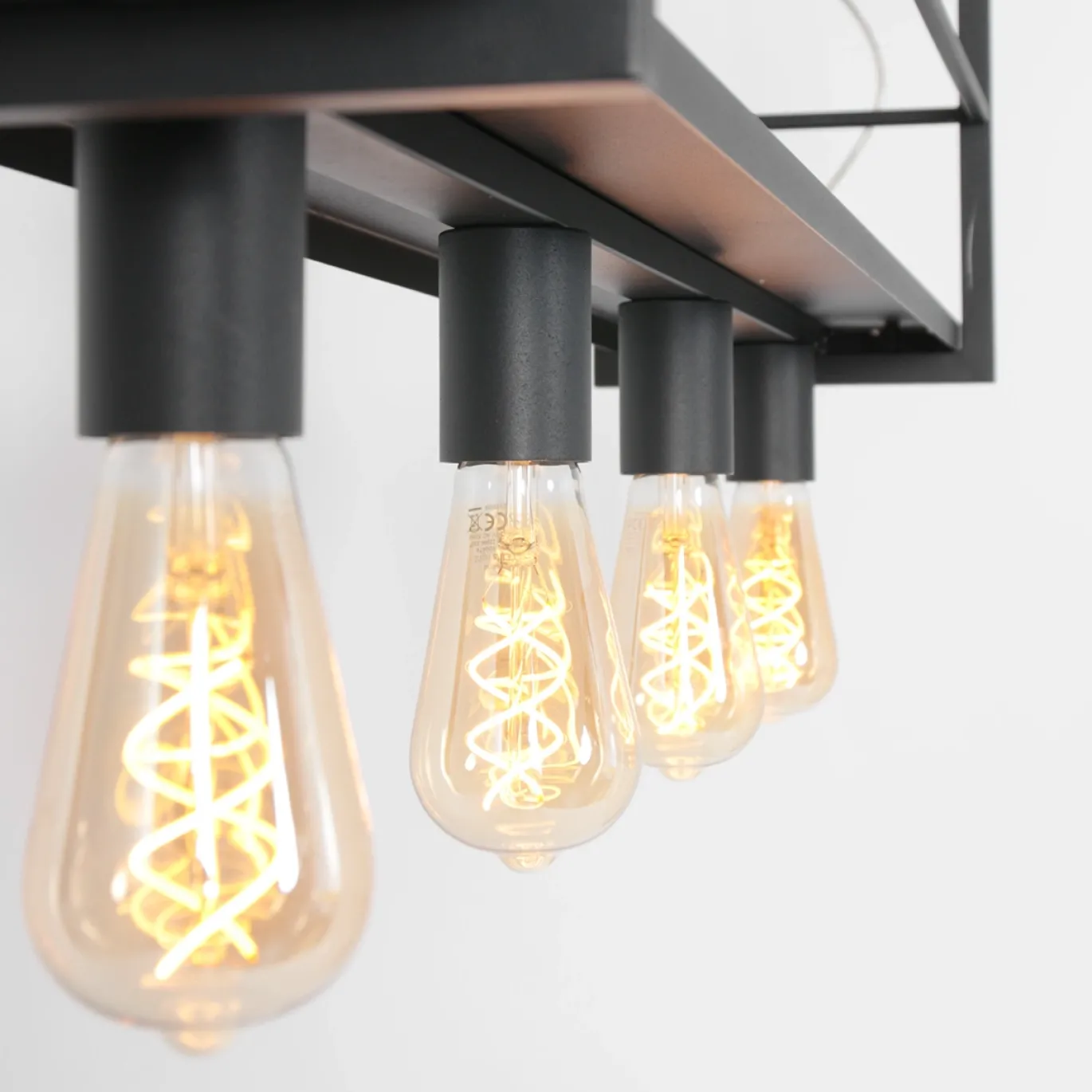 Mexlite Hanglamp Buckley met plateau 4-Lichts Zwart