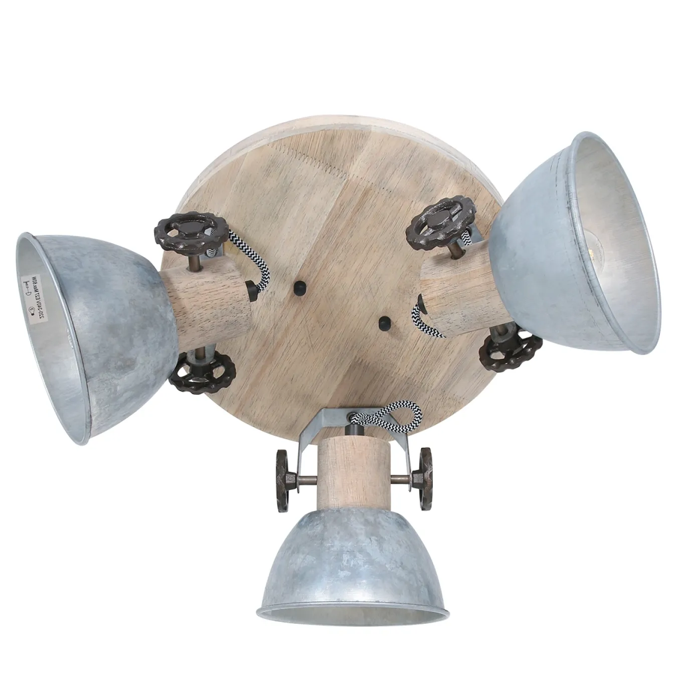 Mexlite Plafondlamp Gearwood 3-lichts Nikkel