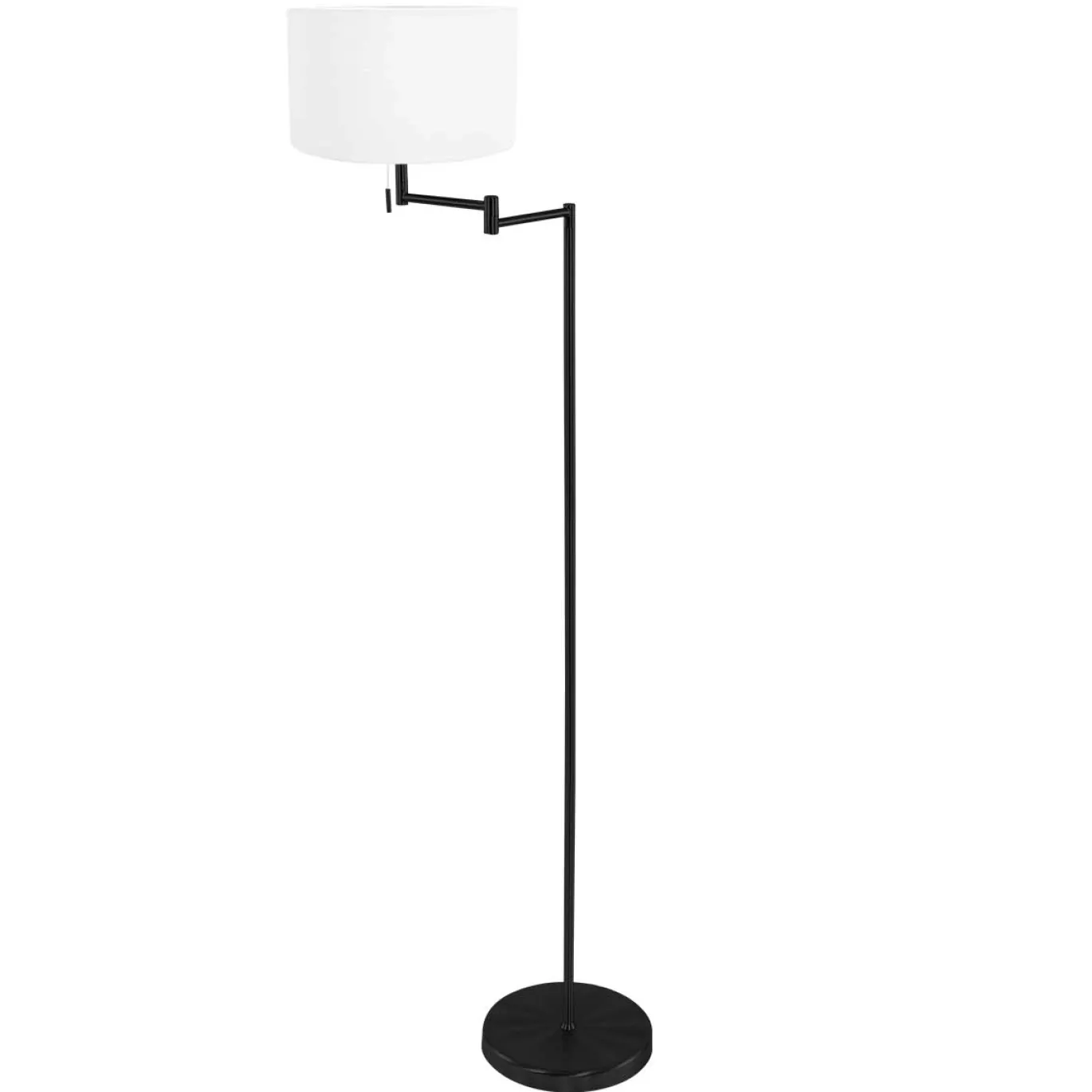 Mexlite Vloerlamp Bella Zwart Grof Linnen Wit