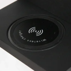 Mexlite Wandlamp Upround Zwart met Draadloze Telefoonlader