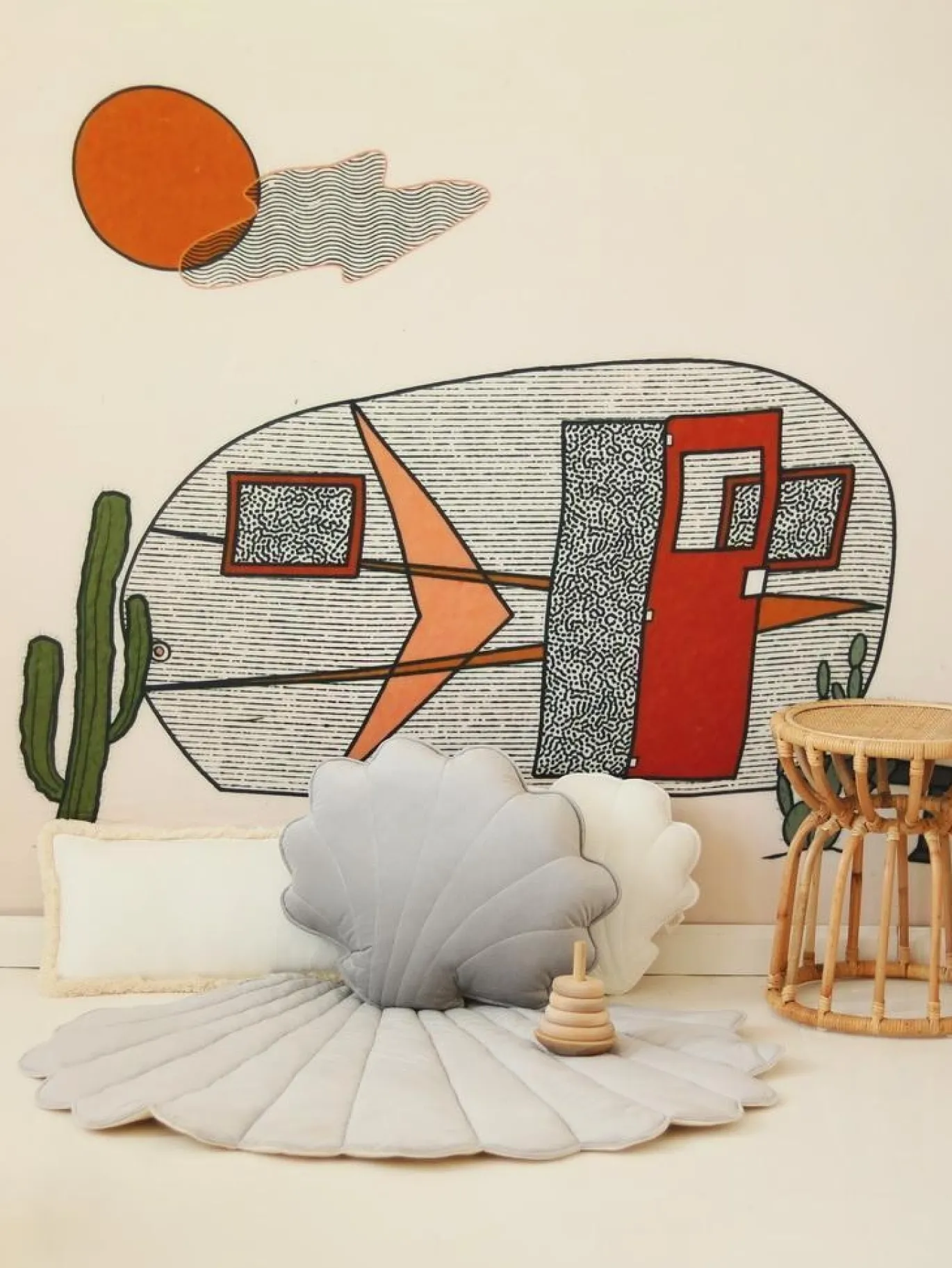 Moi Mili Velvet Schelp Speelmat Dove Grey